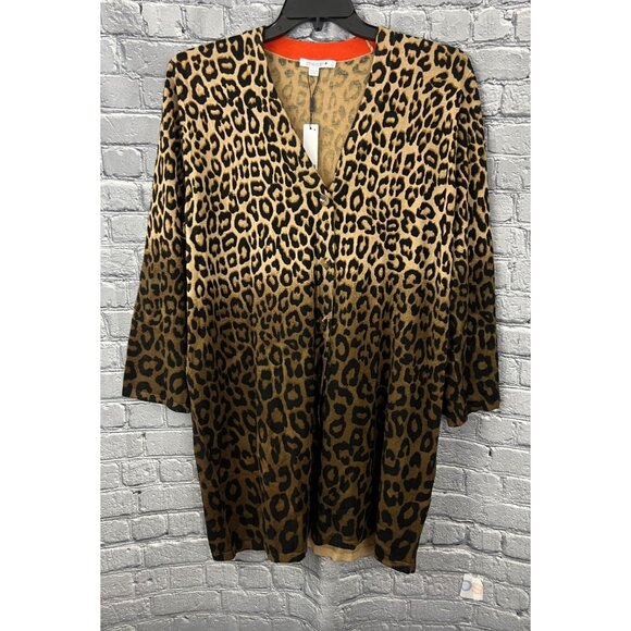 Chico's Sweaters - Chico's Cardigan Sweater  Size 4 US XXL Flare Sleeve Leopard Print V-neck NWT